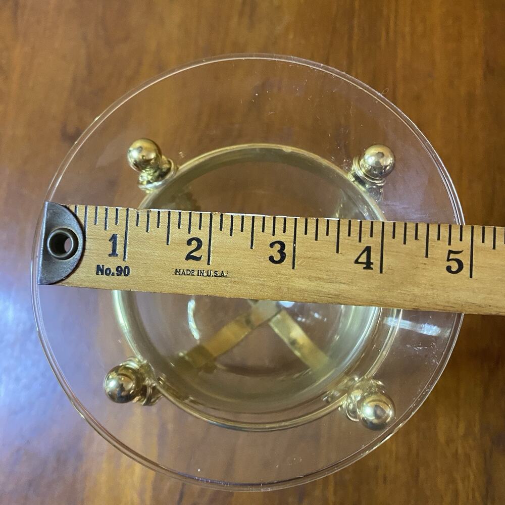Vintage Plant Candle Stand 11” Holder Twisted Rope Design Brass with Glass Bowl - Picture 5 of 6